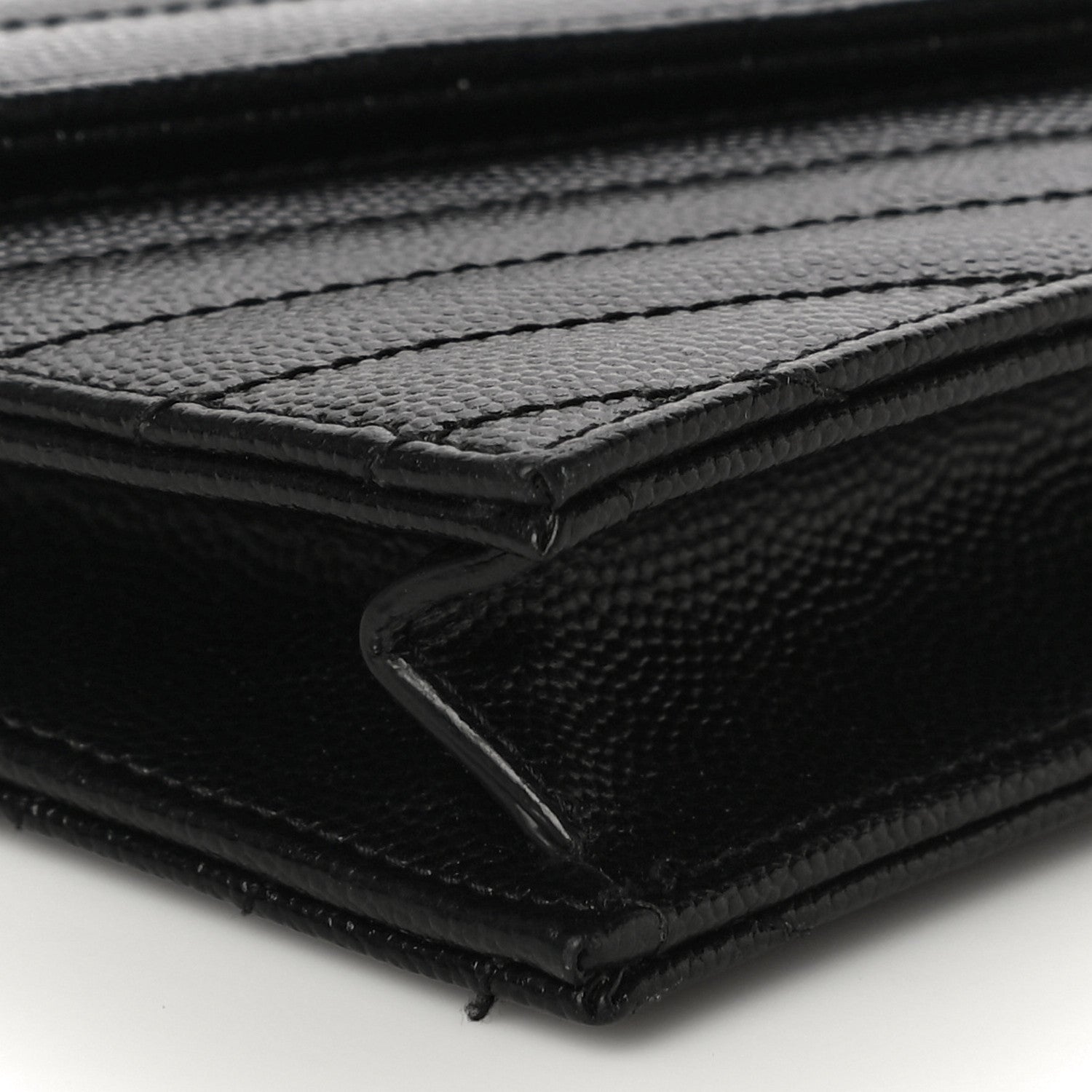 Saint Laurent Grain De Poudre Matelasse Chevron Monogram Envelope Chain Wallet Black 8 of 10