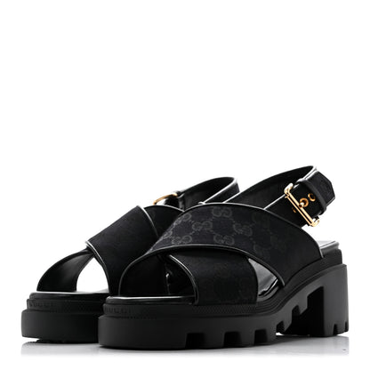 Gucci Monogram Granada Kid Trip 40/72mm Lug Sole Sandals 38 Black 4 of 9