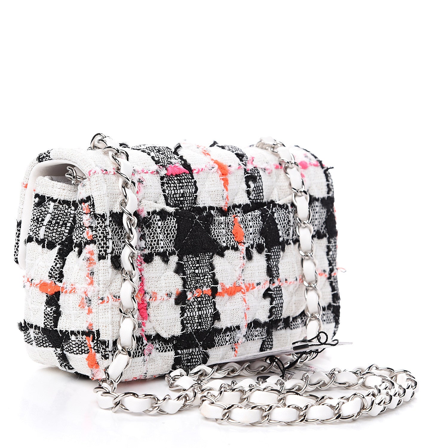 Chanel Tweed Quilted Mini Rectangular Flap Black White Pink 2 of 10