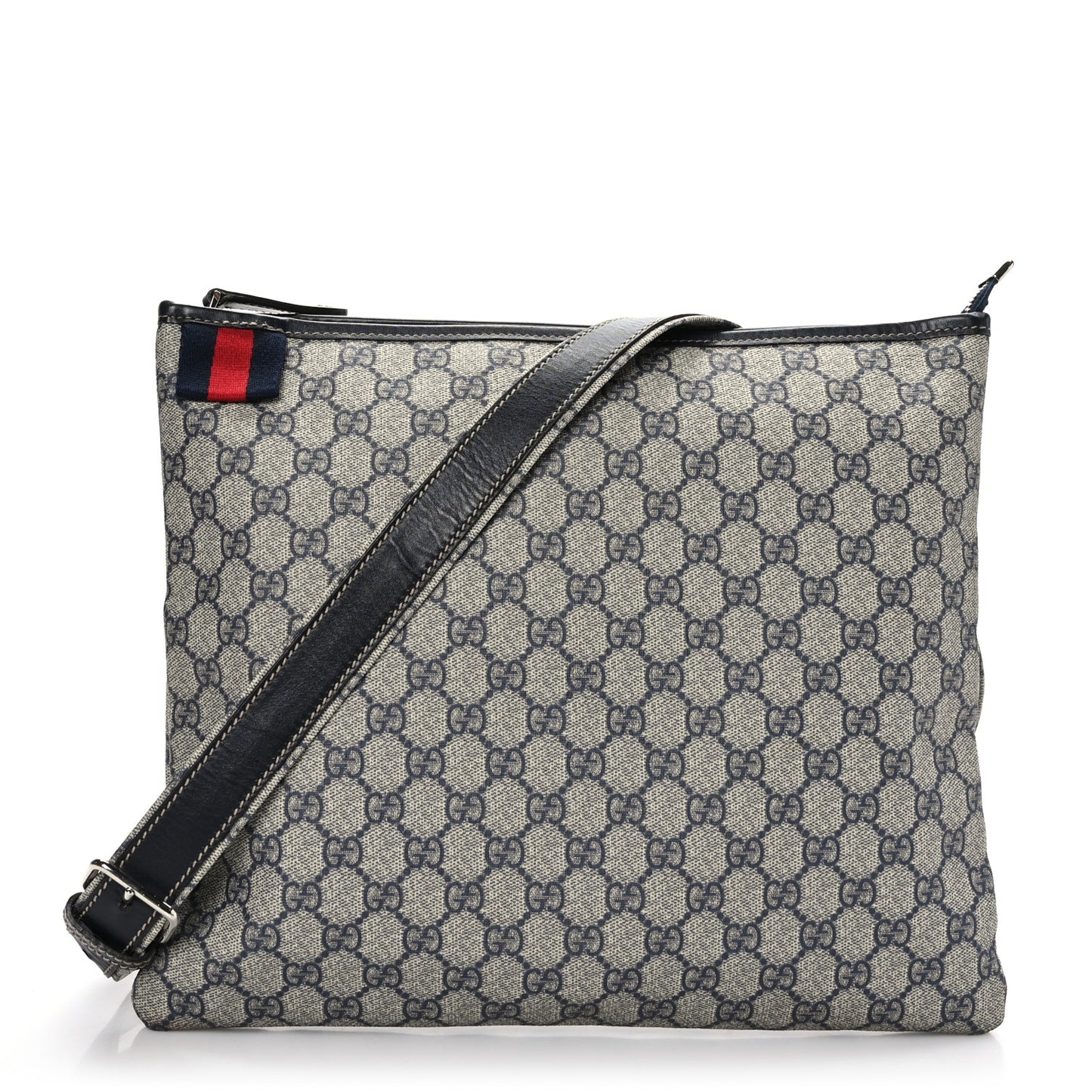 GG Supreme Monogram Web Messenger Beige Blue