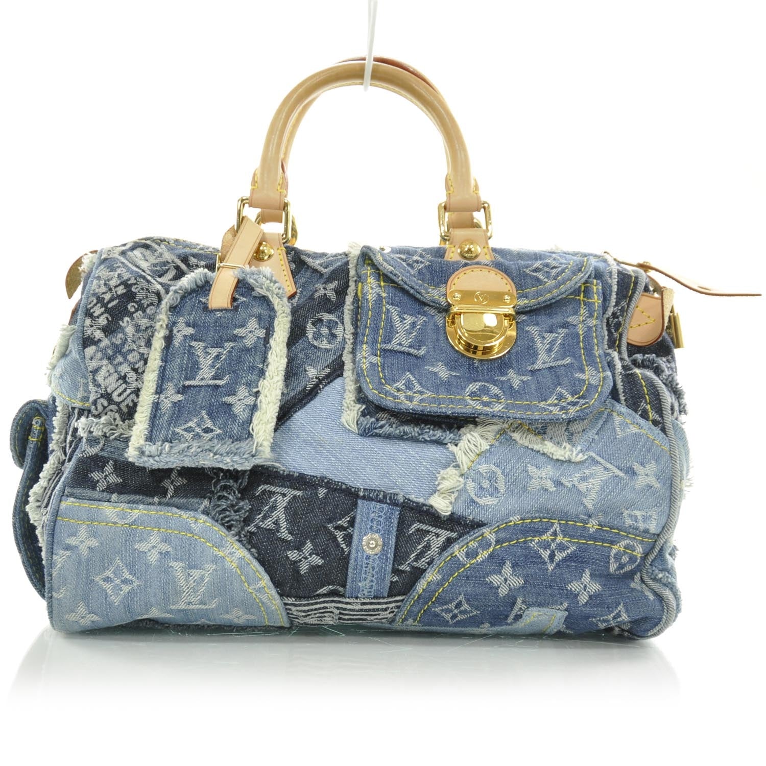 Louis Vuitton Denim Patchwork Speedy 30 Blue 1 of 8