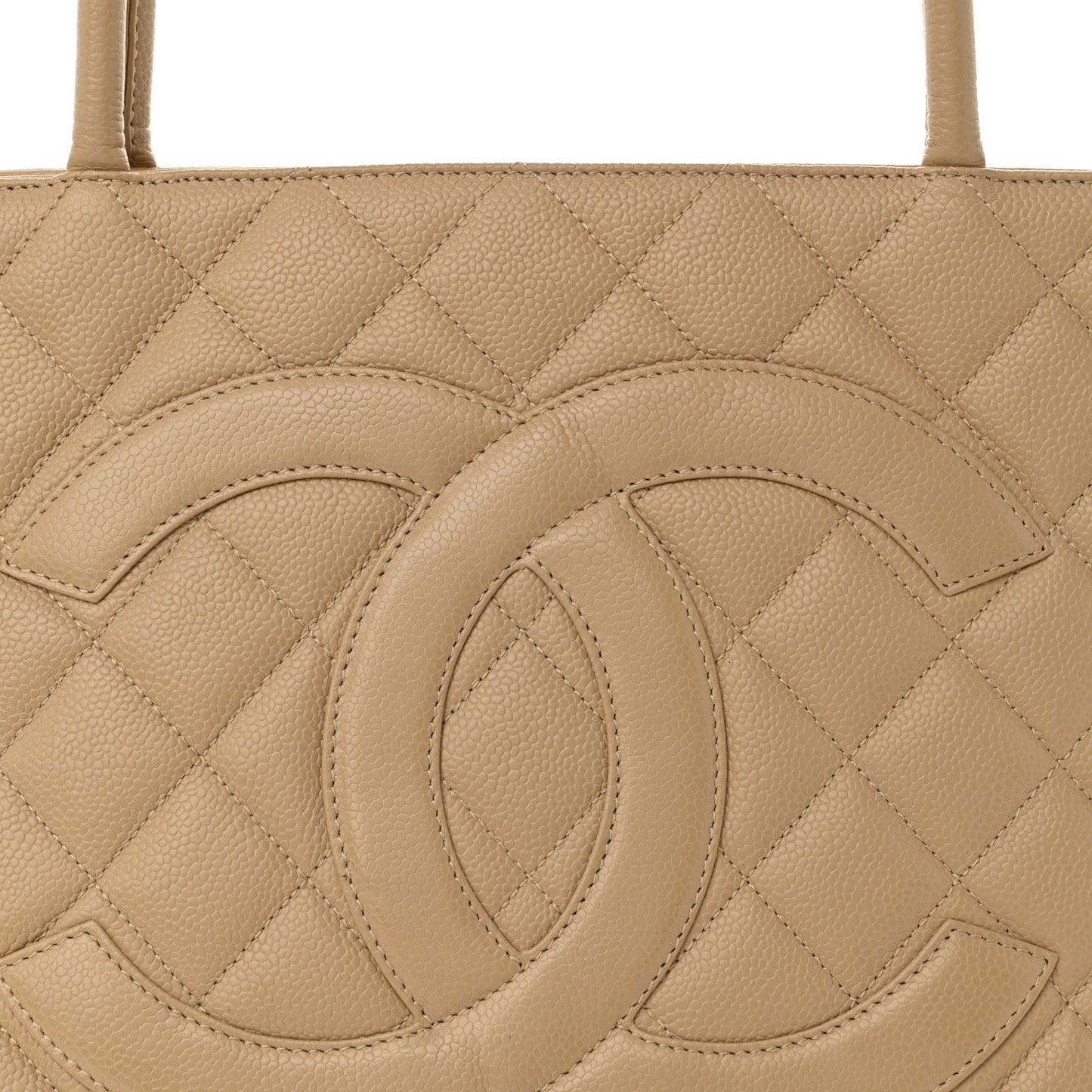 Caviar Quilted Medallion Tote Beige