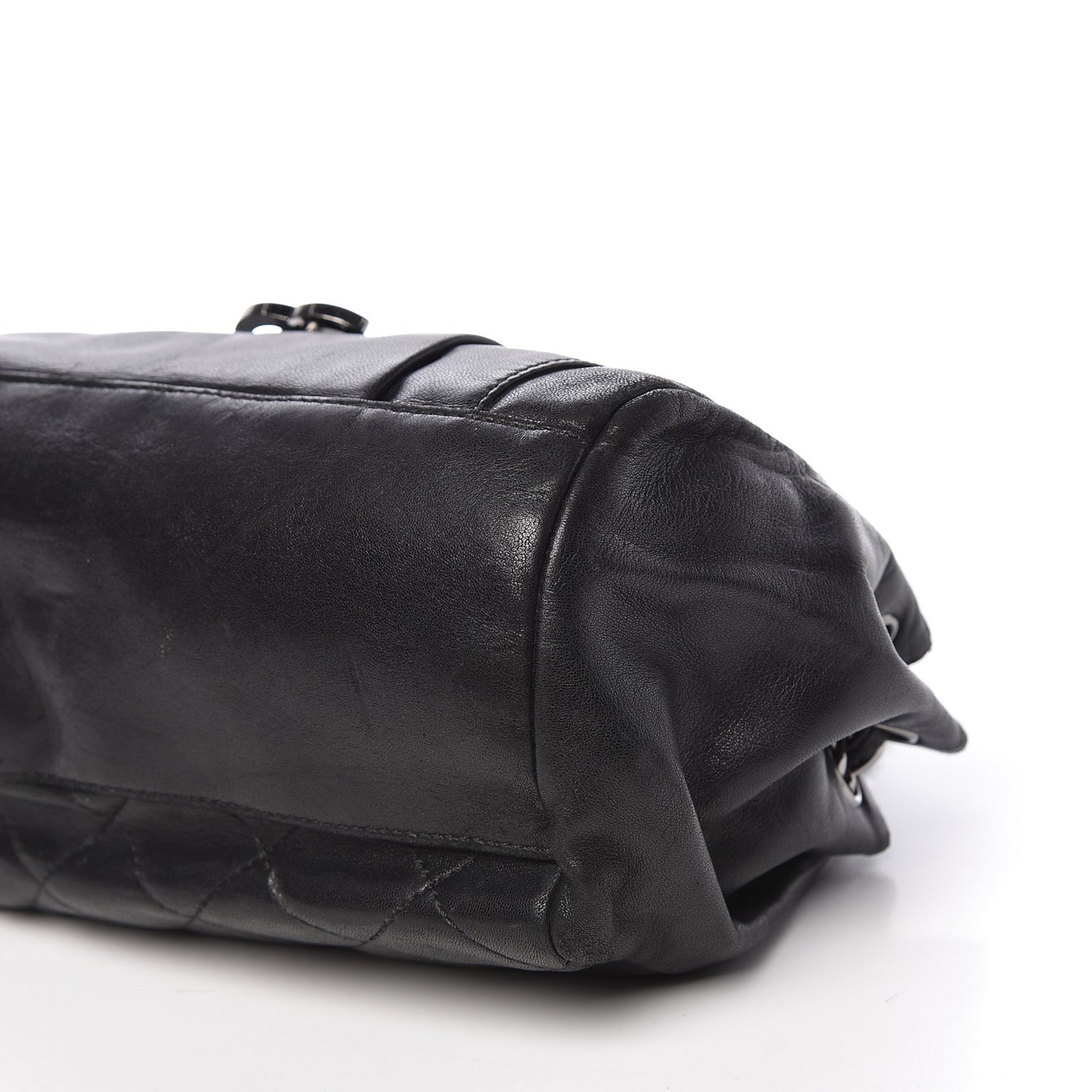 Calfskin Quilted Frame Flap Black