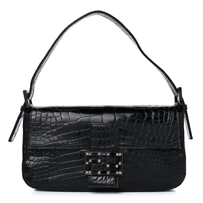 Fendi Crocodile Crystal Baguette Black 1 of 12