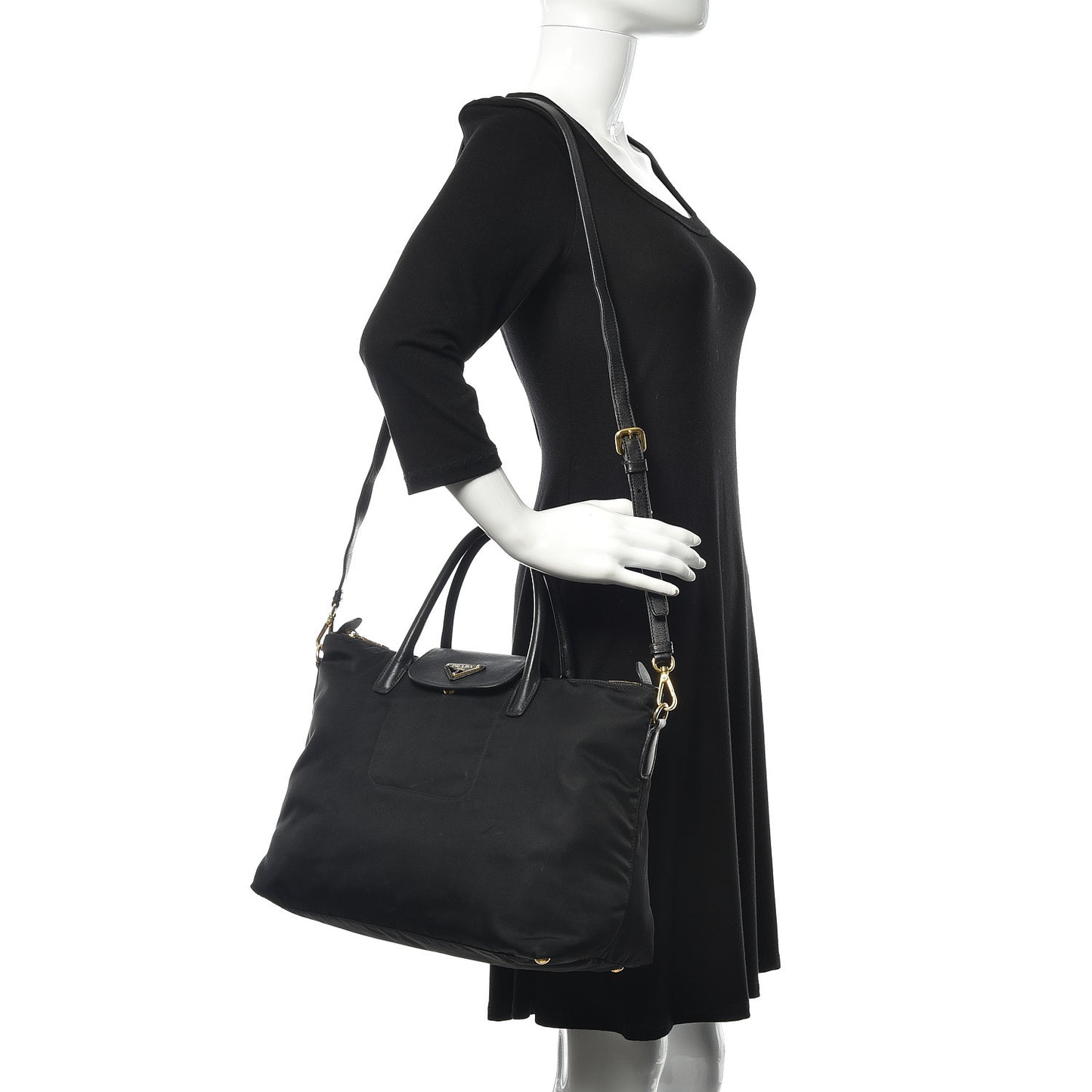 Tessuto Nylon Saffiano Tote Black