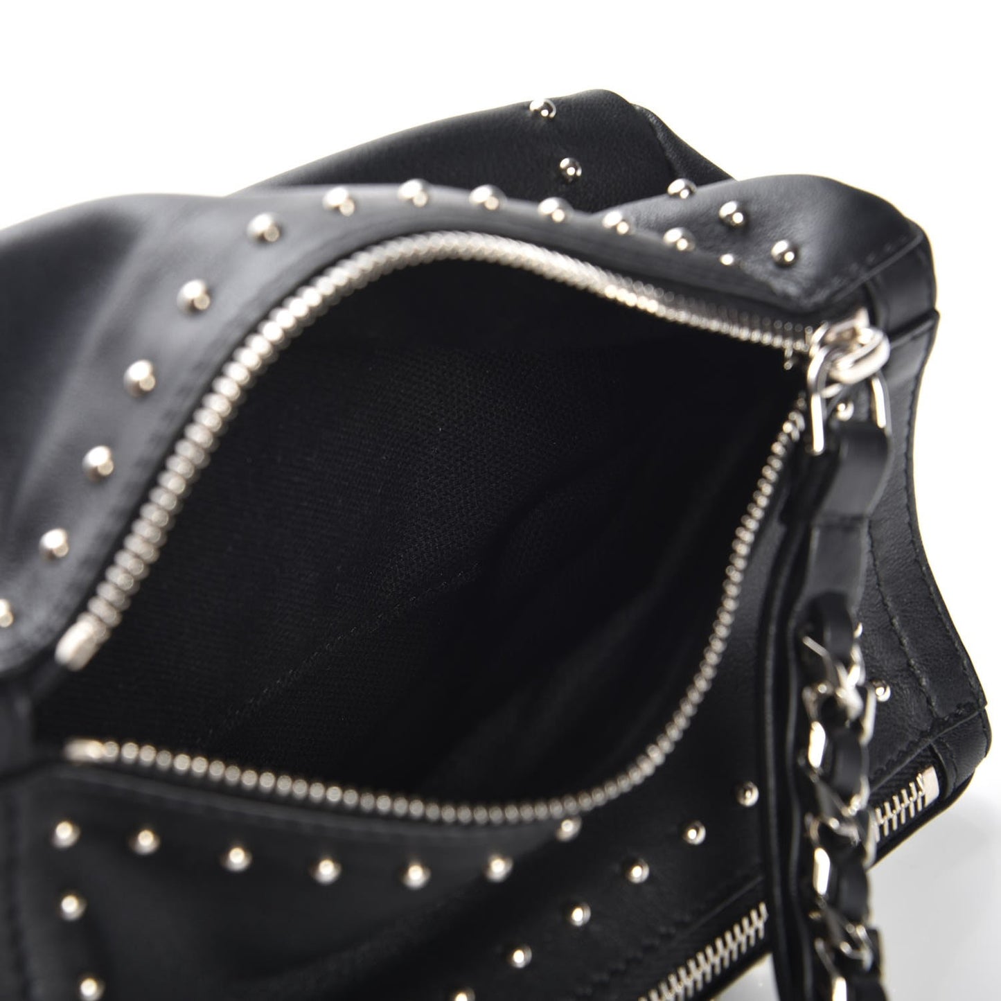 Calfskin Studded Pandora Wristlet Black