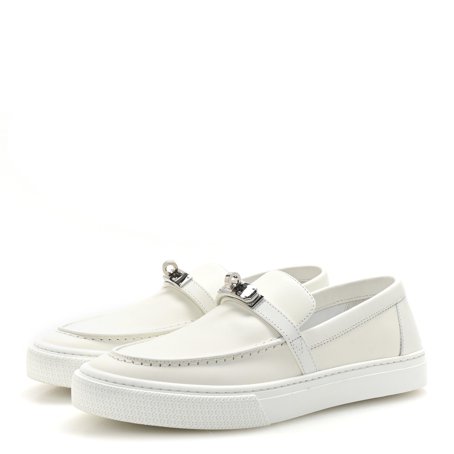 Hermes Calfskin Game Slip On Sneakers 38 White 4 of 9