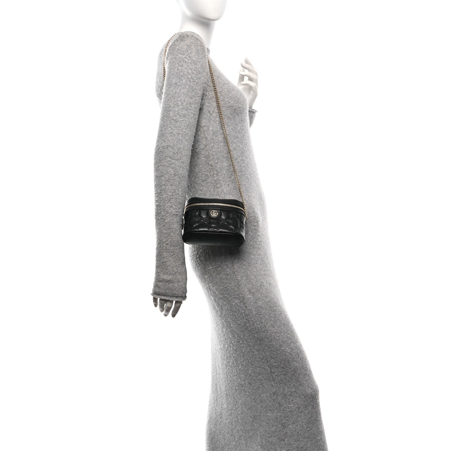 Gucci Calfskin GG Matelasse Mini Top Handle Bag Black 2 of 9