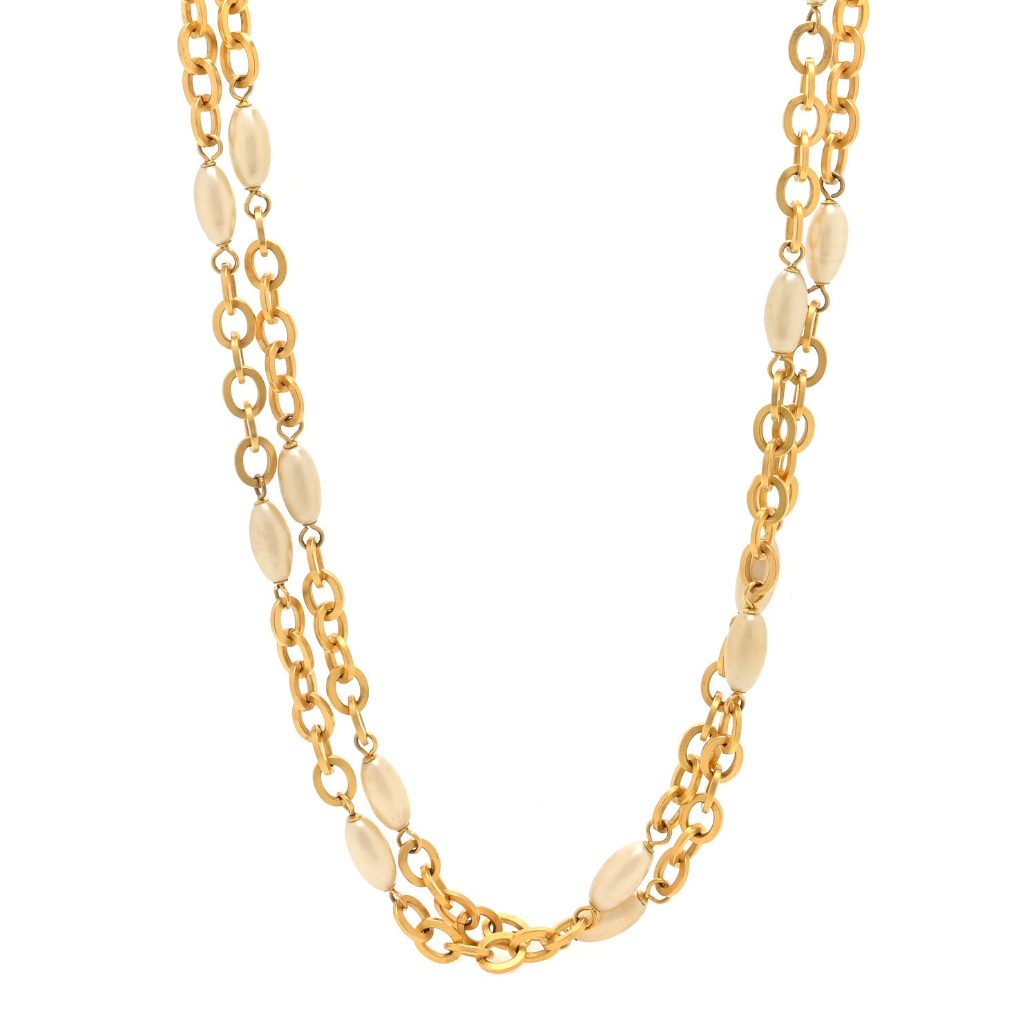 Chanel Pearl Chain Long Necklace Gold 1 of 4