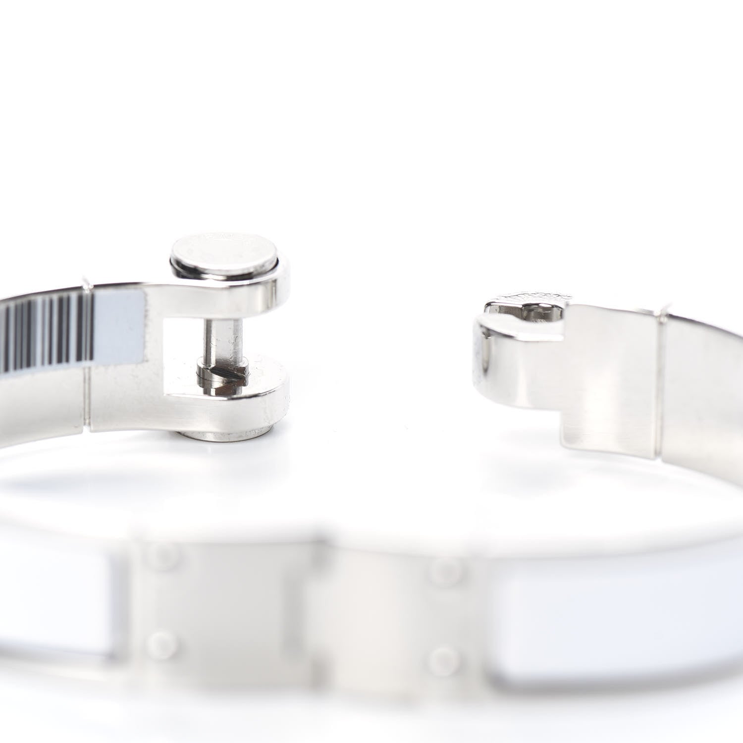 Hermes Enamel Charniere Uni Narrow Hinged Bracelet S White 4 of 6