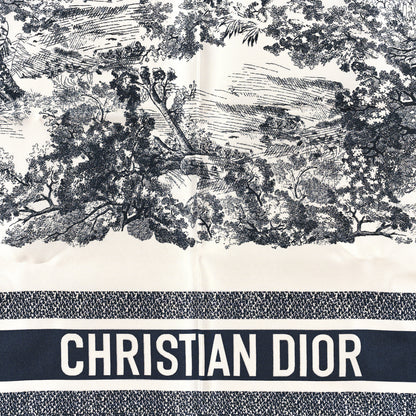 Christian Dior Silk Toile De Jouy Scarf Blue Marine 2 of 3