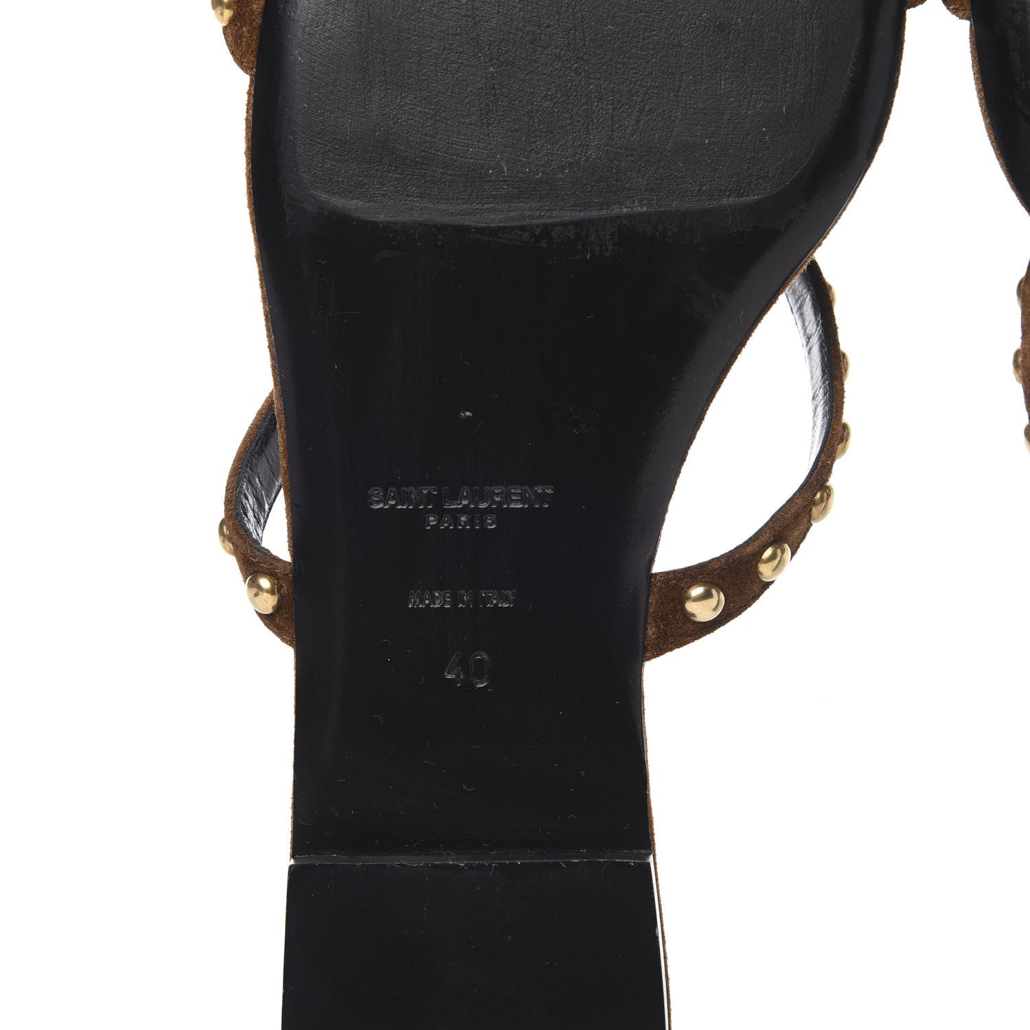 Saint Laurent Suede Studded Sandals 40 Brown 7 of 8