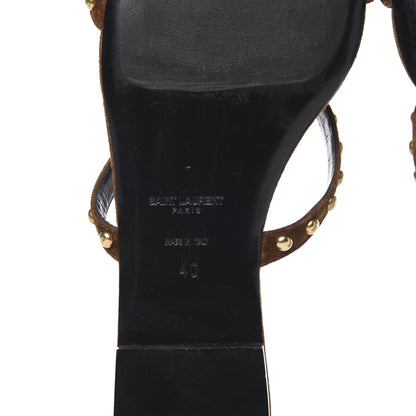 Saint Laurent Suede Studded Sandals 40 Brown 7 of 8