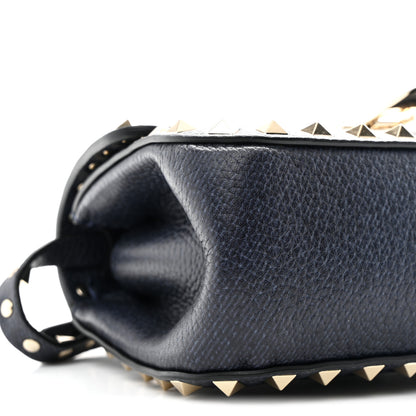 Valentino Garavani Pebbled Calfskin Mini Rockstud Crossbody Bag Navy Blue 8 of 9