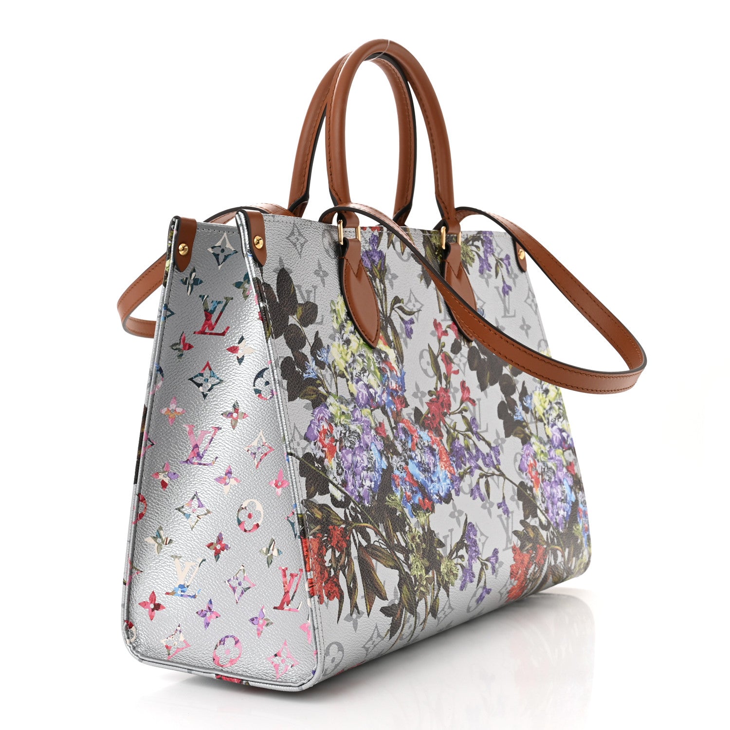 Louis Vuitton Metallic Monogram LV Garden OnTheGo MM Silver 3 of 10