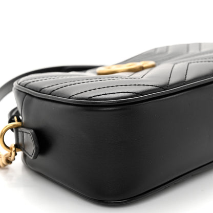 Gucci Calfskin Matelasse Small GG Marmont Chain Shoulder Bag Black 9 of 11