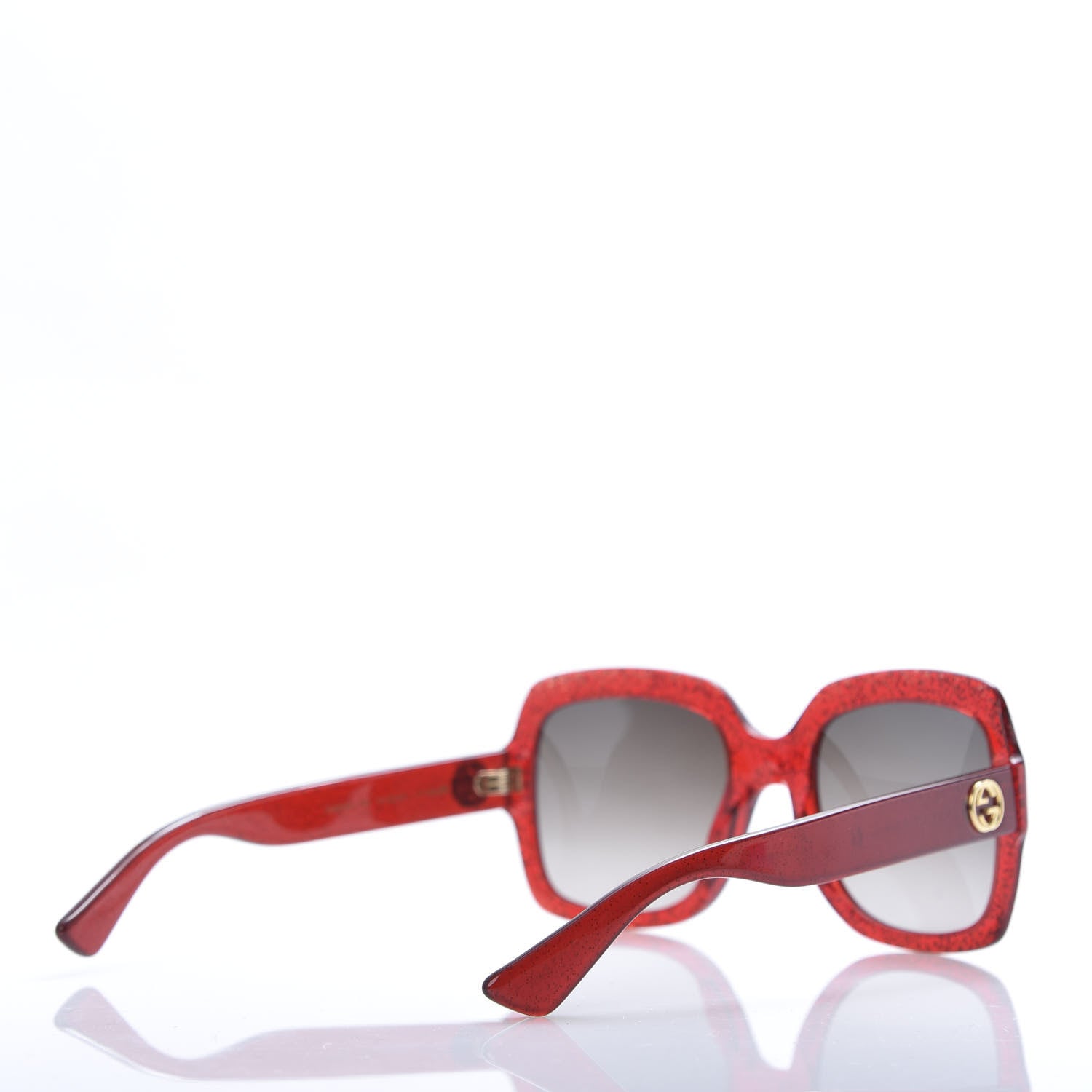 Gucci Square Frame GG 0036S Sunglasses Glitter Red 4 of 8