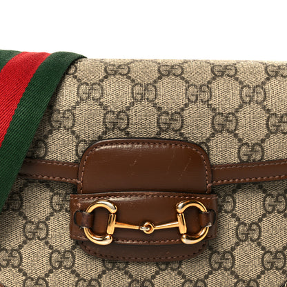 Gucci GG Supreme Monogram Web Mini Horsebit 1955 Shoulder Bag Beige Brown Sugar 11 of 13