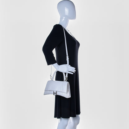 Balenciaga Calfskin Snake Embossed Small Hourglass Top Handle Bag White 2 of 13