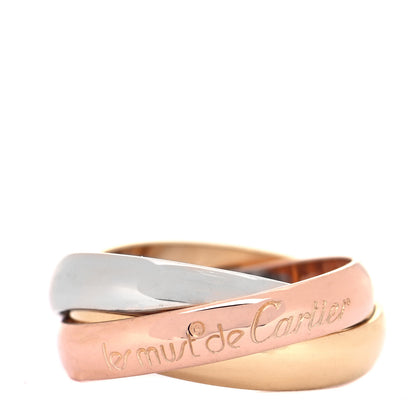 Cartier 18K Pink Yellow White Gold Classic Les Must De Cartier Trinity Ring 48 4.5 1 of 5