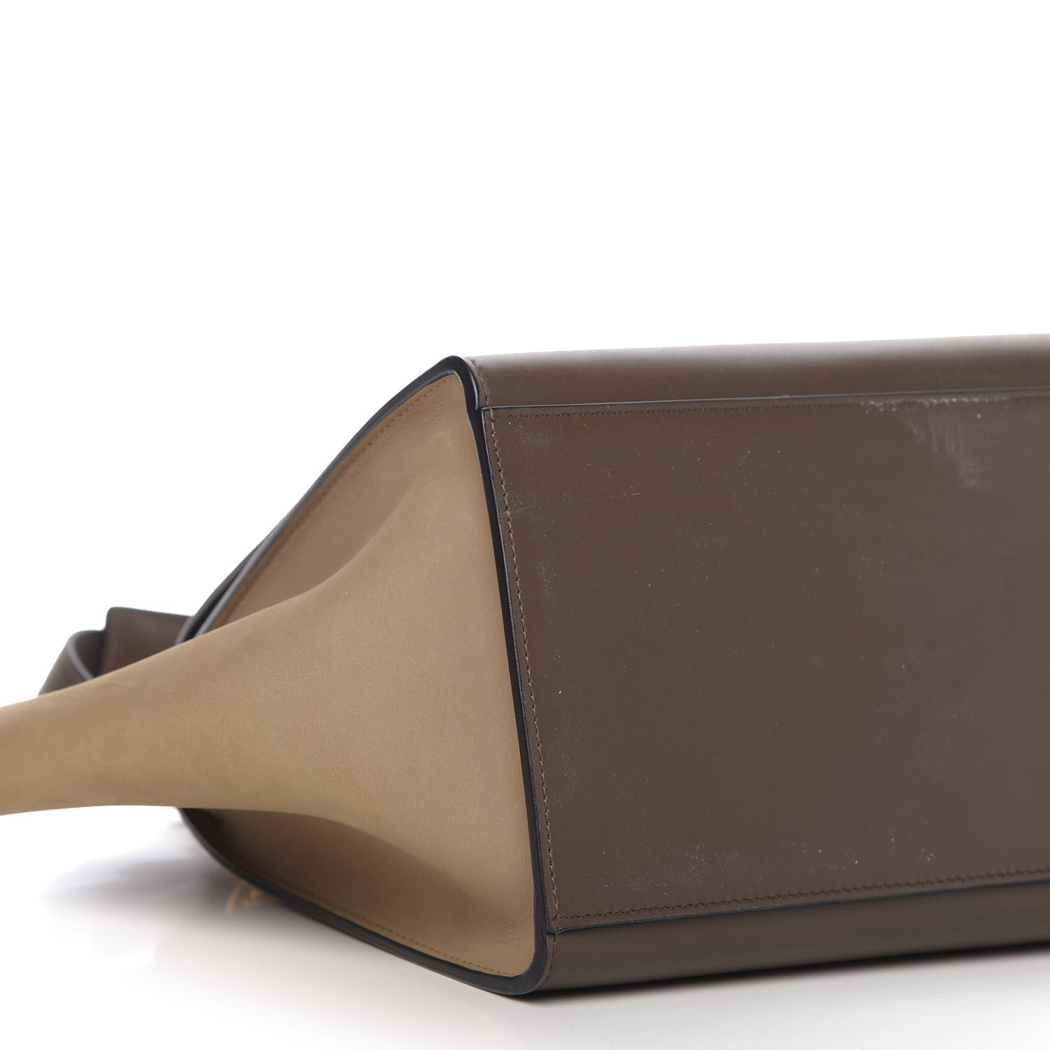 Celine Crocodile Embossed Calfskin Suede Small Trapeze Taupe 6 of 9