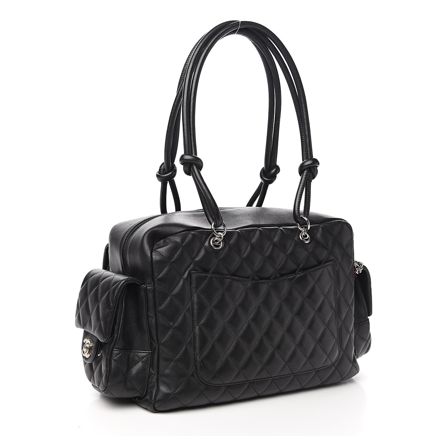 Chanel Calfskin Quilted Large Cambon Multipocket Reporter Black White 2 of 10