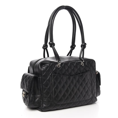 Chanel Calfskin Quilted Large Cambon Multipocket Reporter Black White 2 of 10