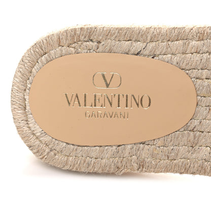 Valentino Garavani Laminated Napa Vlogo Cut Out Espadrille Flat Slide Sandals 36 Silver 9 of 10