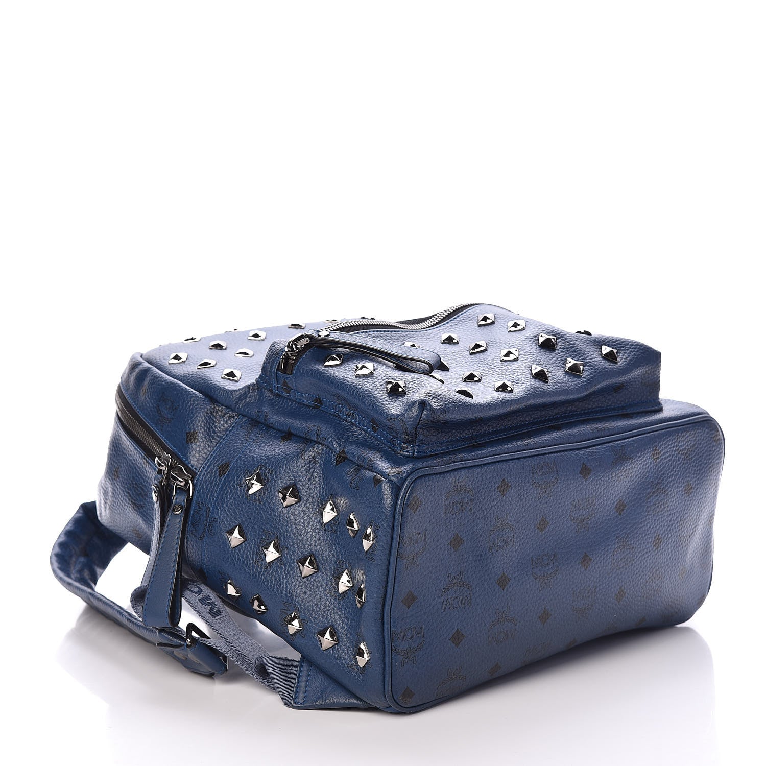 MCM Visetos Medium Studded Stark Backpack Navy Blue 4 of 8
