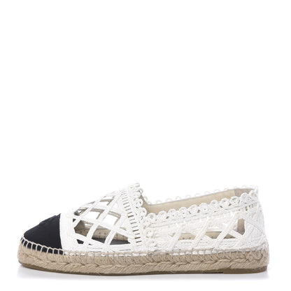 Chanel Woven Fabric Grosgrain CC Espadrilles 41 White Black 1 of 11