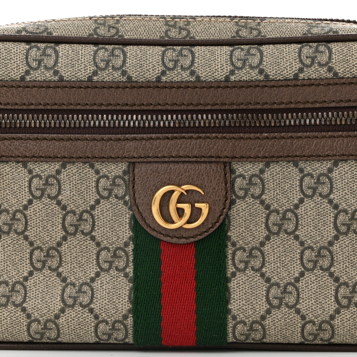 Soft GG Supreme Monogram Medium Ophidia Belt Bag Dark Brown