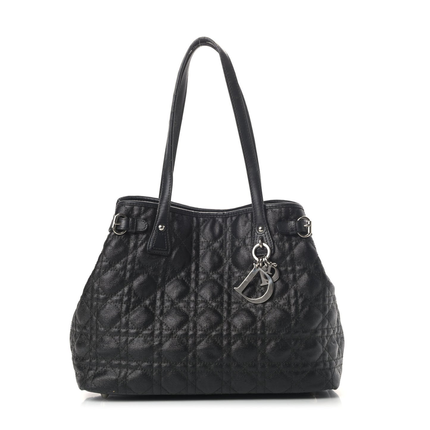 Coated Canvas Cannage Small Panarea Tote Black