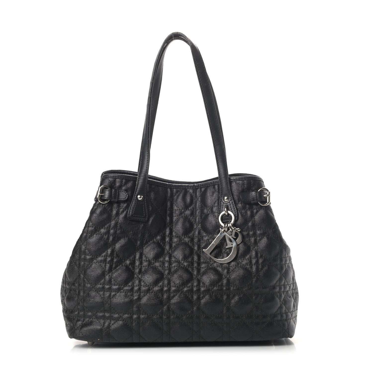 Christian Dior Coated Canvas Cannage Small Panarea Tote Black 1 of 7