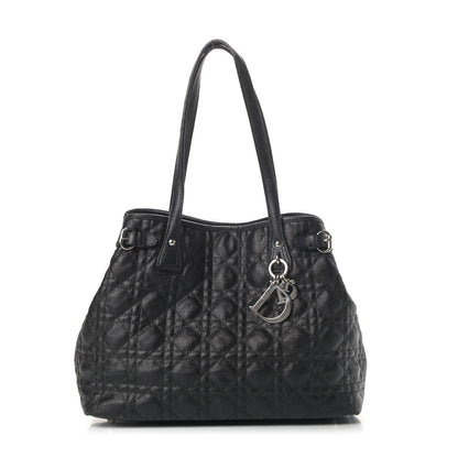 Christian Dior Coated Canvas Cannage Small Panarea Tote Black 1 of 7