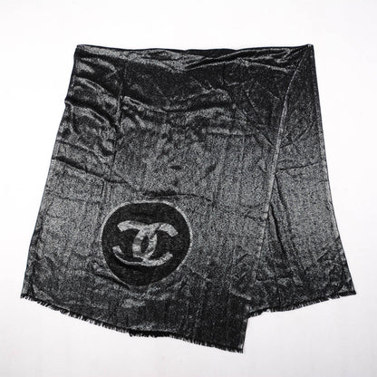 Chanel Cashmere CC Shawl Black Silver 2 of 4