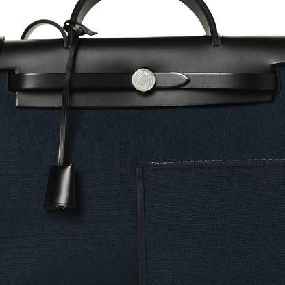 Hermes Military Toile Vache Hunter Herbag Zip PM 31 Black Bleu Indigo 8 of 10