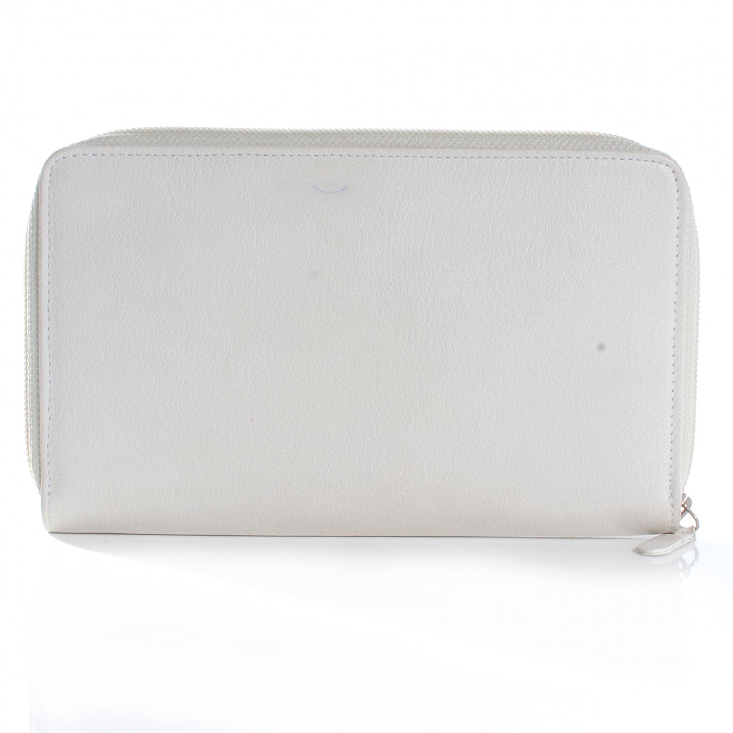 Leather CC Camellia Zip Organizer Wallet Off White