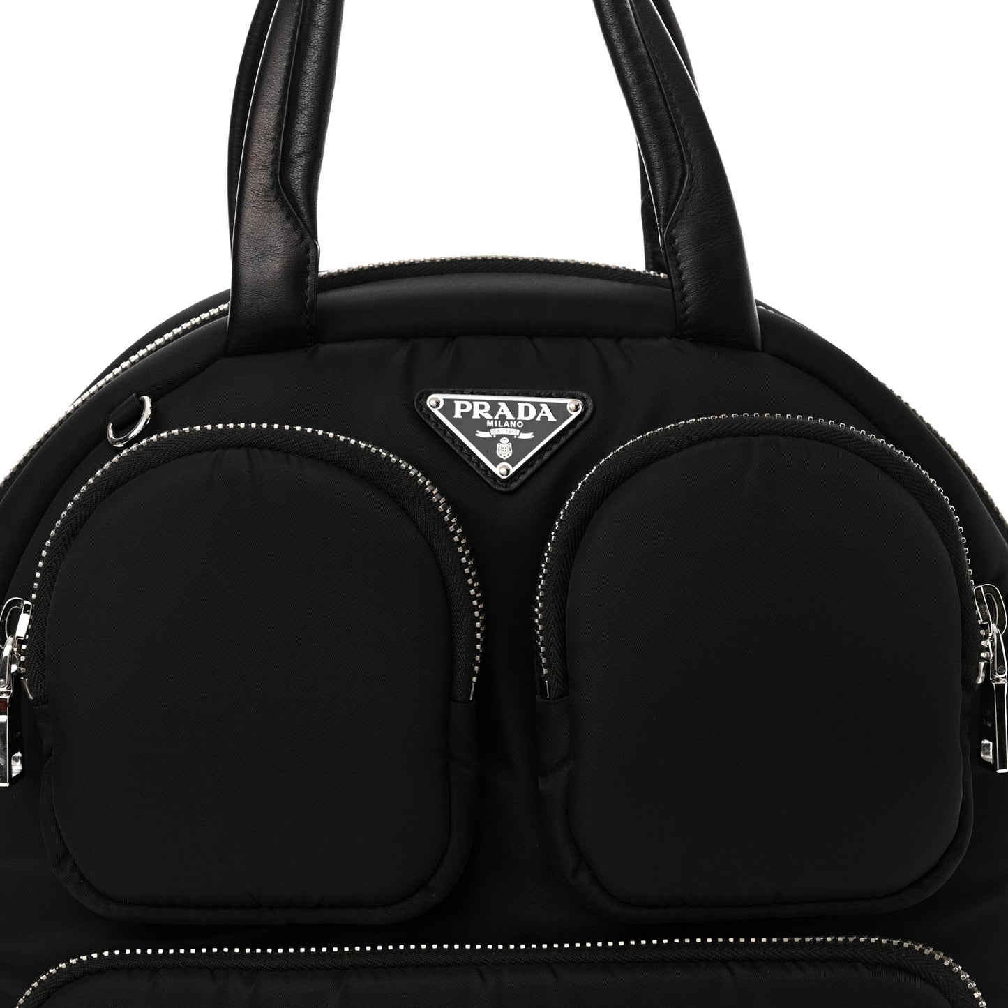 Tessuto Nylon Pocket Cargo Top Handle Bag Black Fuoco