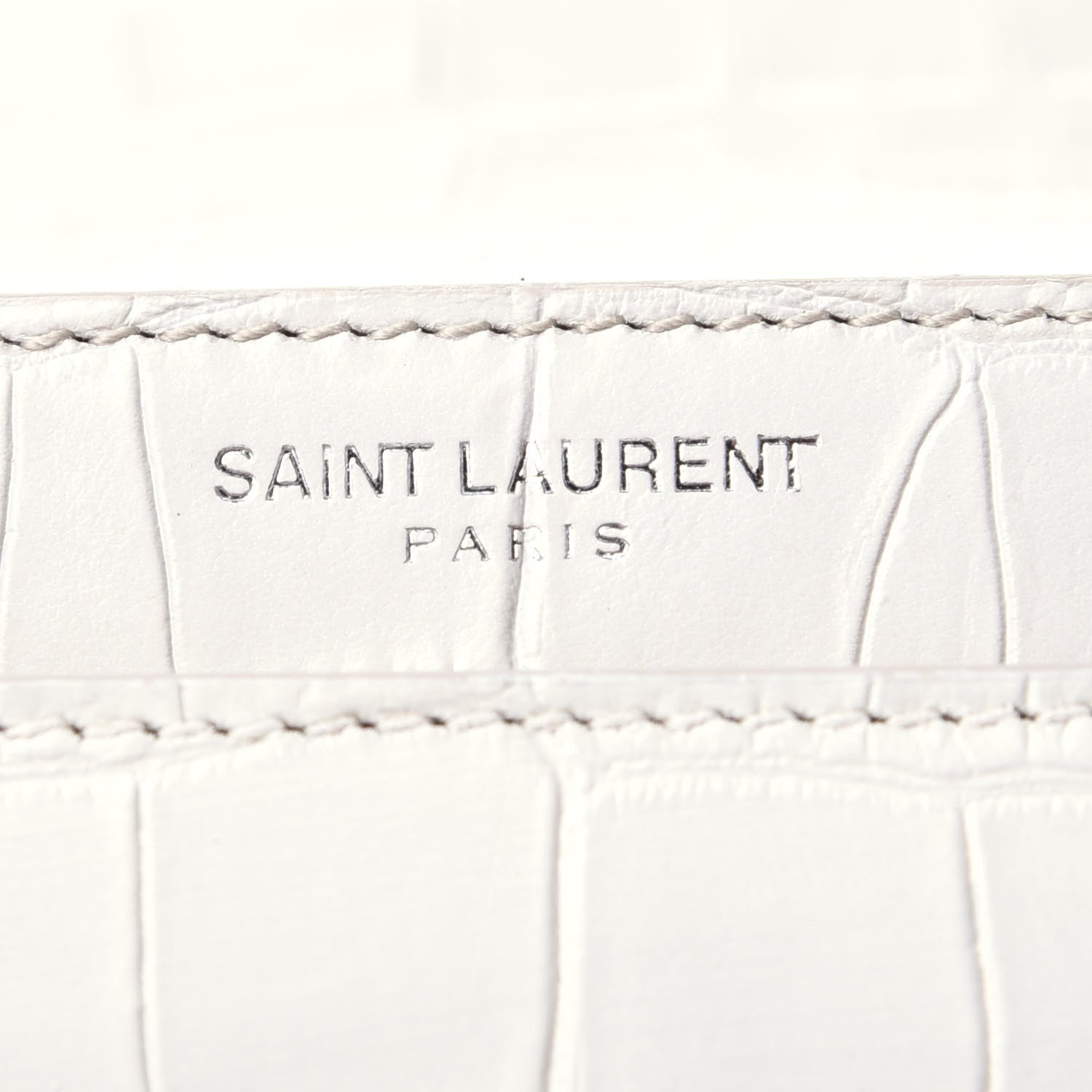 Saint Laurent Calfskin Crocodile Embossed Monogram Sunset Chain Wallet Blanc Vintage 4 of 4