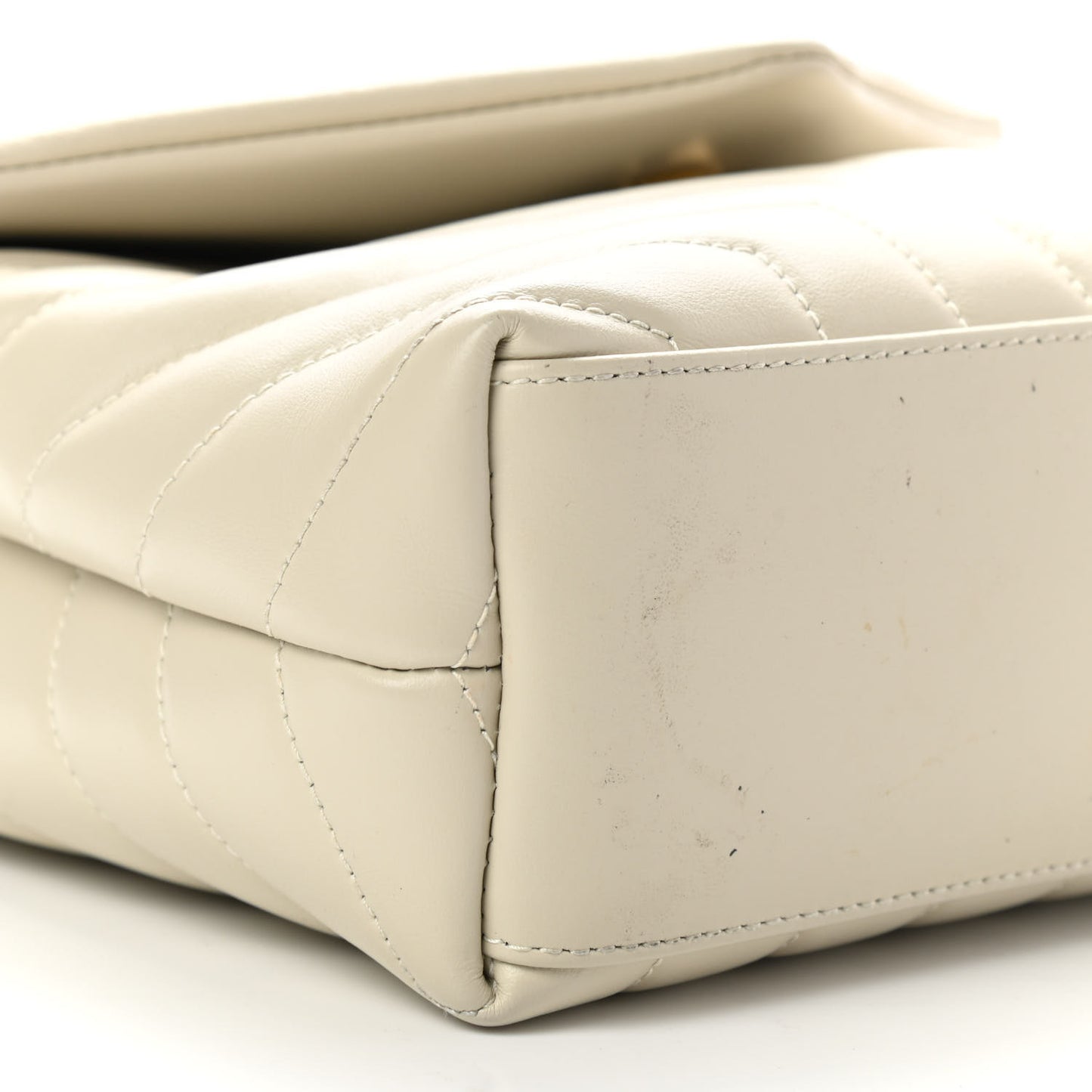 Calfskin Y Quilted Monogram Small Loulou Chain Satchel Crema Soft