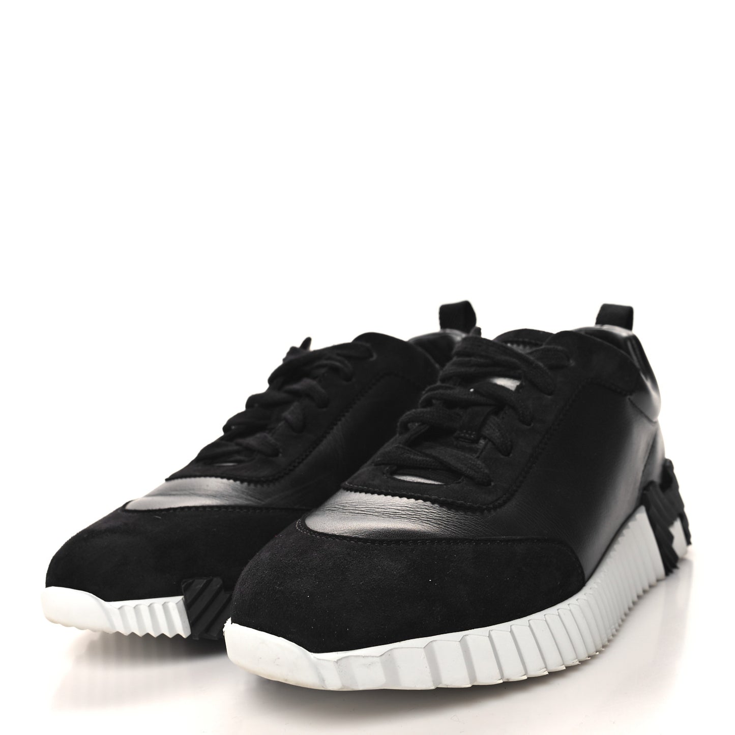 Calfskin Suede Goatskin Bouncing Sneakers 40 Black