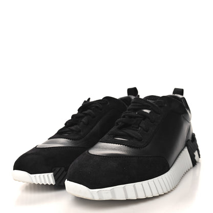 Hermes Calfskin Suede Goatskin Bouncing Sneakers 40 Black 3 of 8