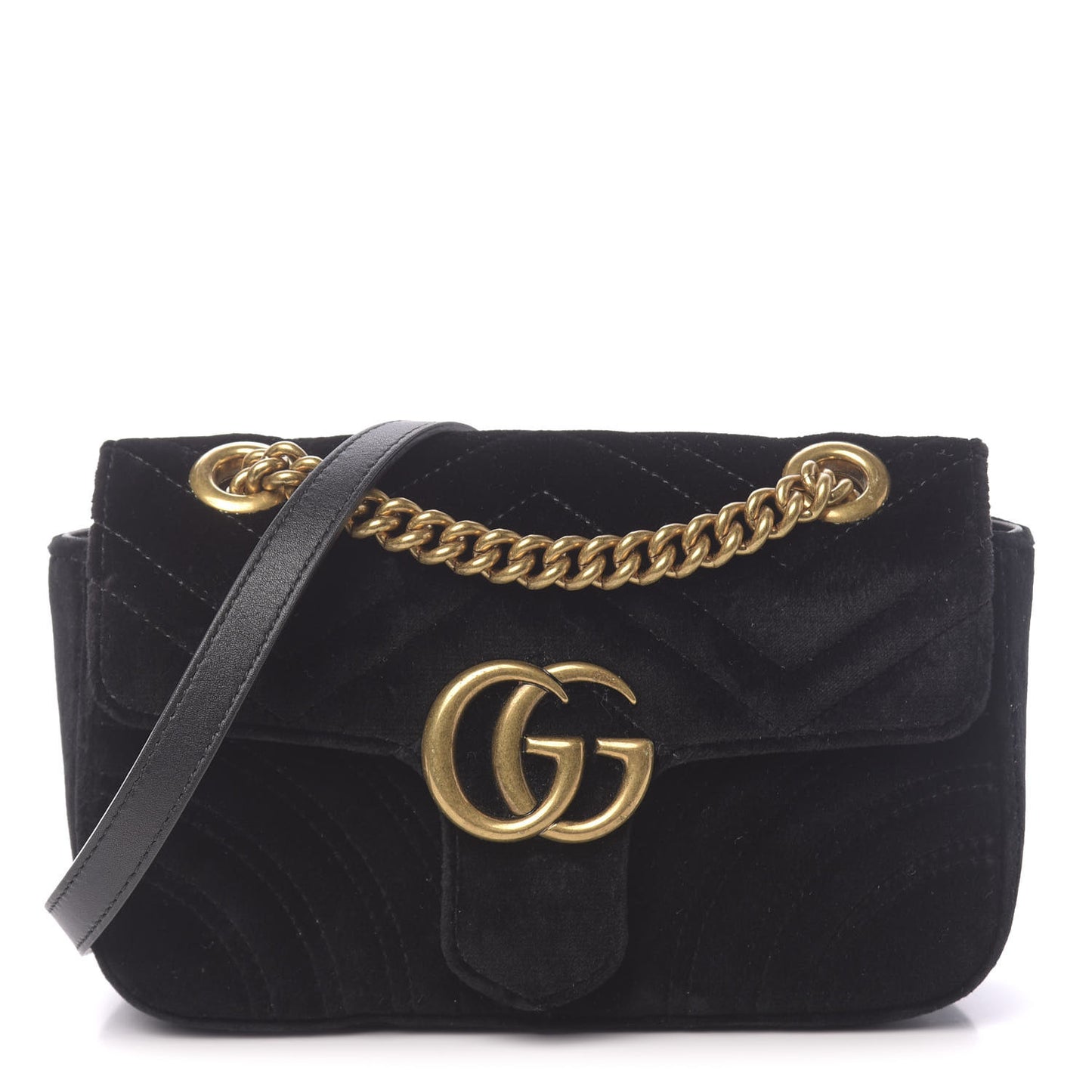 Velvet Matelasse Mini GG Marmont Shoulder Bag Black