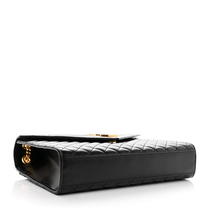 Saint Laurent Grain De Poudre Textured Mixed Matelasse Large Triquilt Monogram Satchel Black 4 of 11