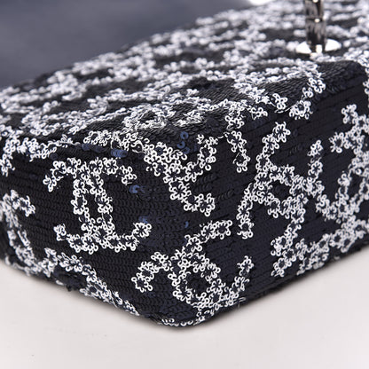 Chanel Lambskin Sequins Medium Single Flap Navy Blue White 8 of 9