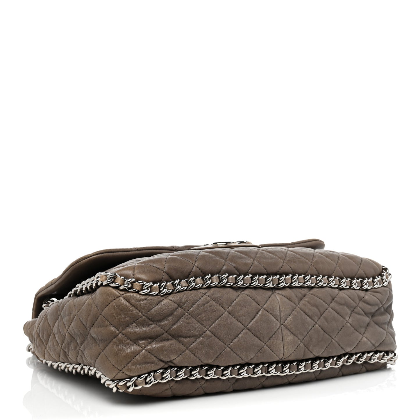 Washed Lambskin Quilted Maxi Chain Around Flap Taupe