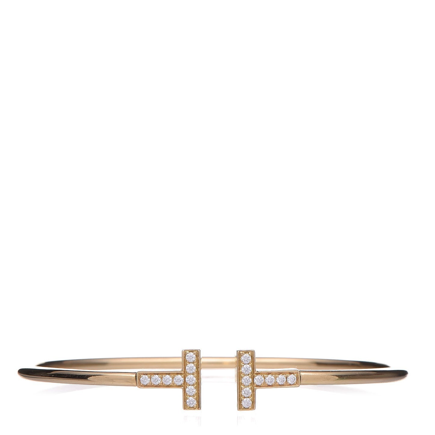18K Yellow Gold Diamond T Wire Bracelet