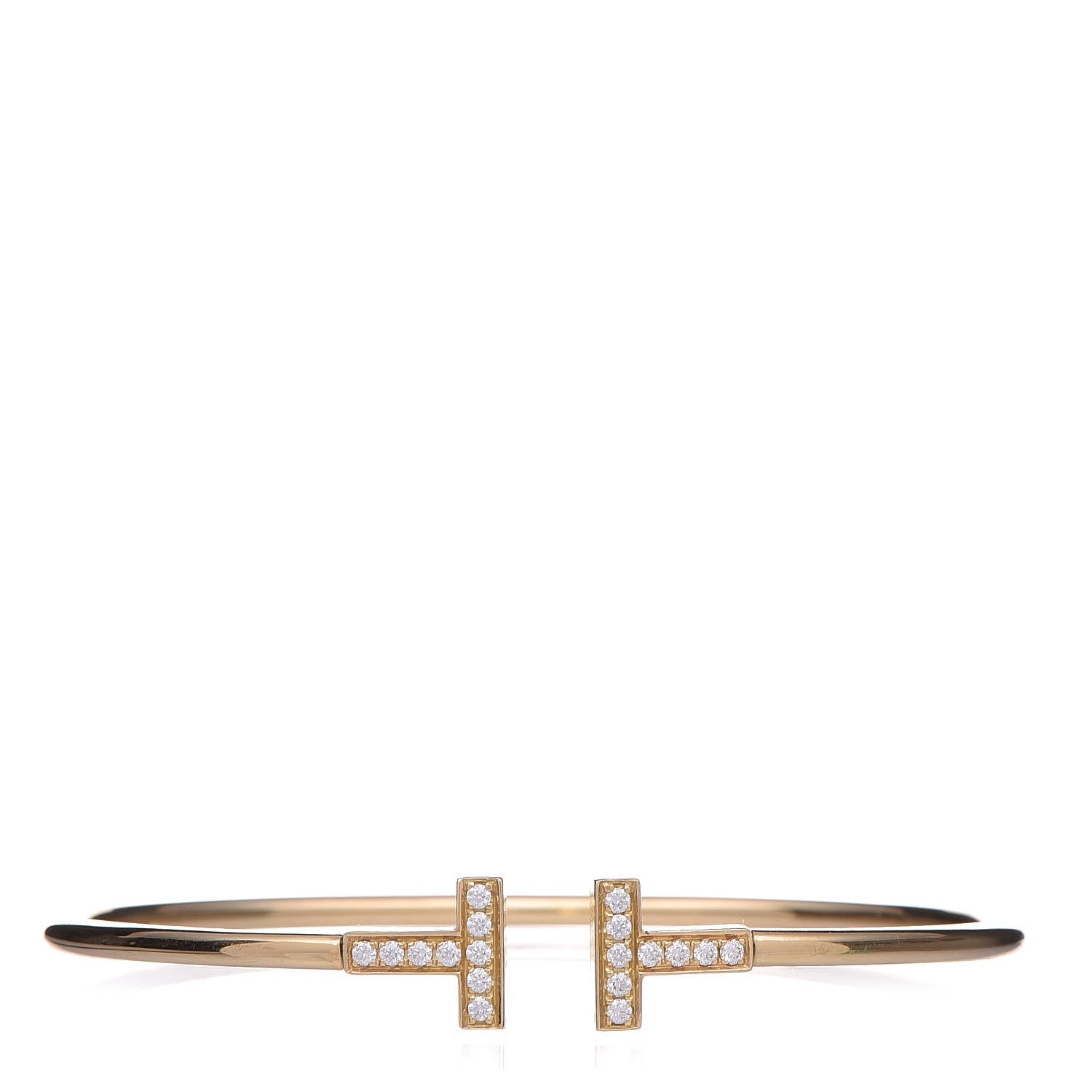 Tiffany 18K Yellow Gold Diamond T Wire Bracelet 1 of 7