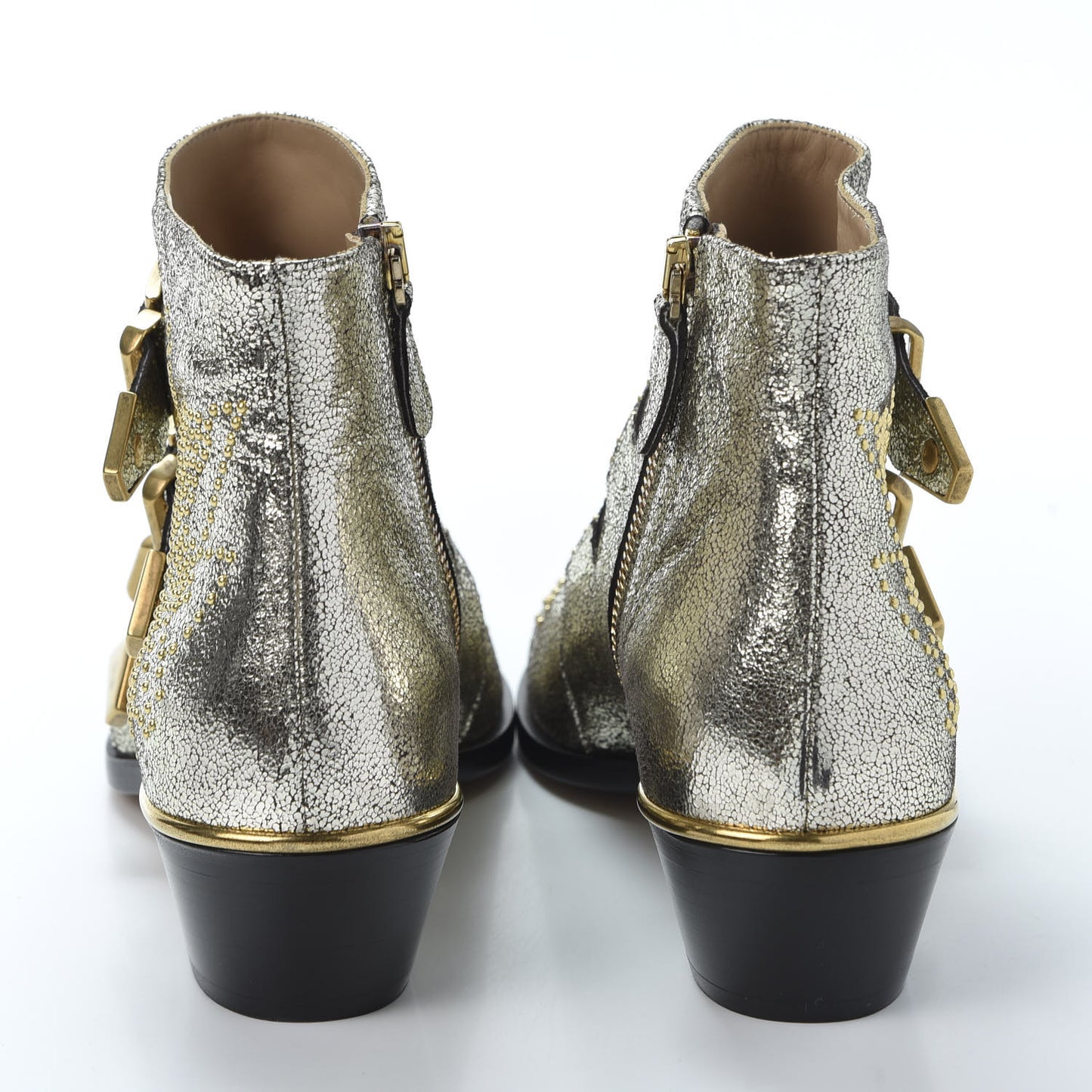 Metallic Nappa Sheepskin Studded Susanna Ankle Boots 36 Gold