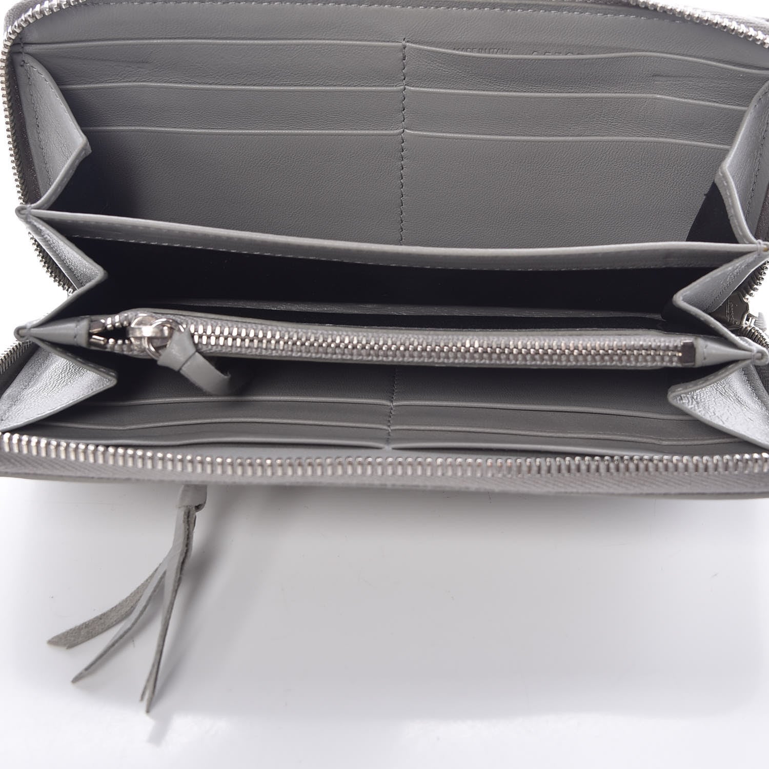 Balenciaga Matte Goatskin Rubber Covered Classic Hardware Continental Zip Around Wallet Gris Glace 5 of 9